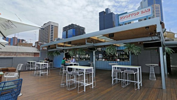 The blue shipping container bar.