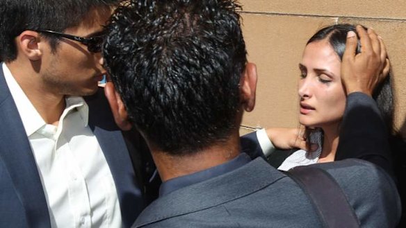 Distraught: Simon Gittany's girlfriend Rachelle Louise after the verdict.