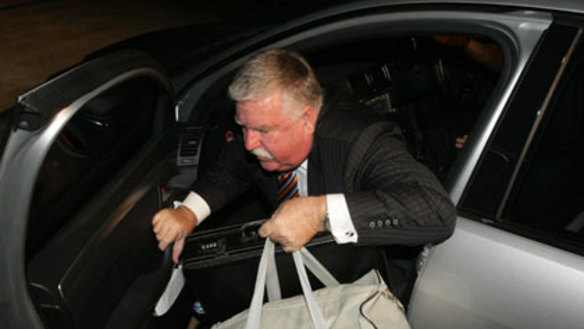 Dramatic day ... Mr Campbell arrives at his home after his resignation as a minister yesterday.