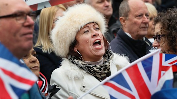 Brexit supporters rally for the UK's exit from the EU. The surprise vote was one of the highlights for nationalists in 2016.