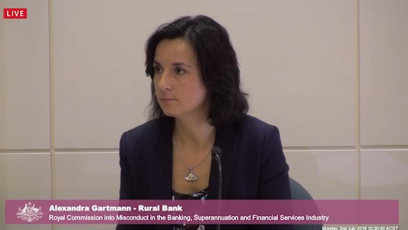 Rural Bank managing director Alexandra Gartmann appearing at the royal commission.