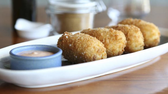 Manchego cheese and chorizo croquettes.