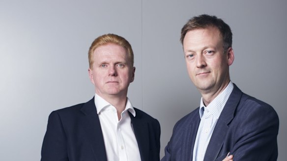 From left, Glen Williams and David Gunn, global payments experts at Bain & Co.