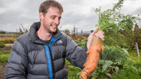 Tom Reid, of Braddon, grows great carrots at his garden plot in Pialligo.