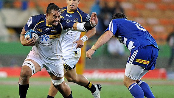 Fotu Auelua of the Brumbies in action during the match with Stormers.