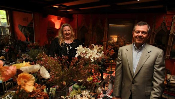 Legacy ... Susi Muddiman, the director of the Tweed River Art Gallery, with Philip Bacon in the late artist's Paddington home to announce the new Margaret Olley Art Centre.