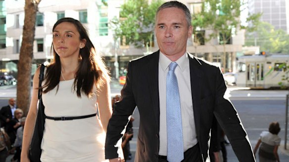 Former federal MP Craig Thomson arrives at court with his wife Zoe in February last year.