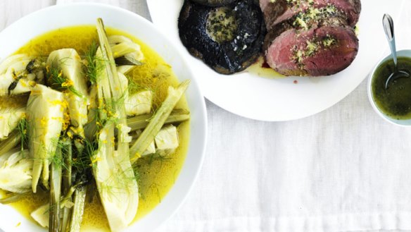 Thsi braised fennel dish works beutifully as one of a selection of dishes. See Perry's smoked ocean trout, beef fillet with horseradish and his baked zucchini recipes.