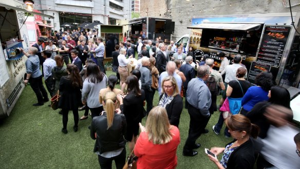 Crowds at the Food Truck Park Collins Street Pop-Up.
