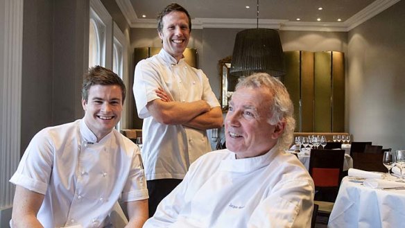 Jacques Reymond with sous chefs Thomas Woods and Hayden McFarland.