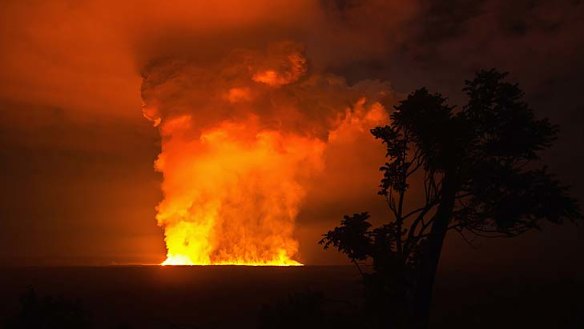 Eruption ... the lava appeared to flow towards a non-populated part of the park.