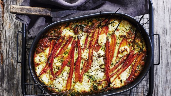 Caramelised carrot and goat's cheese frittata.