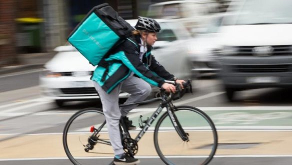 Foodora and Deliveroo employ backpackers and students to deliver food on bicycles.