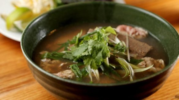 Beef pho is made with brisket.