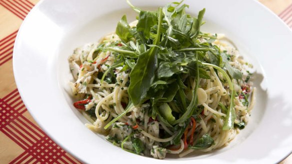 Pasta dishes such as sand crab spaghettini (pictured) feature on the bistro menu.
