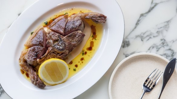 The Barnsley lamb chop is cut from across the saddle to form two scrolls like the top of an Ionic column.