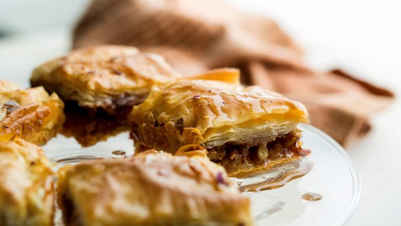 Baklava with haloumi cheese.