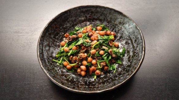 Spiced chickpeas and spinach.