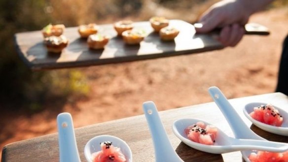 Canapes at Tali Wiru under the stars by Uluru.