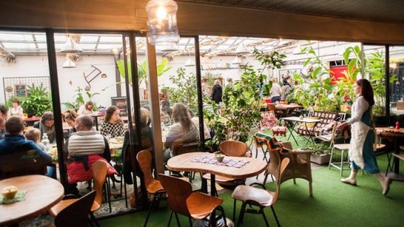Secret garden: Grub opens out to a colourful greenhouse.