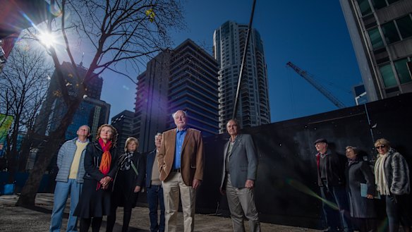 Genia McCaffery, Margaret Petrykowski, Ian Grey, Jeremy Dawkins and Bruce Donald, members of the Committee for North Sydney at Miller Street, North Sydney.