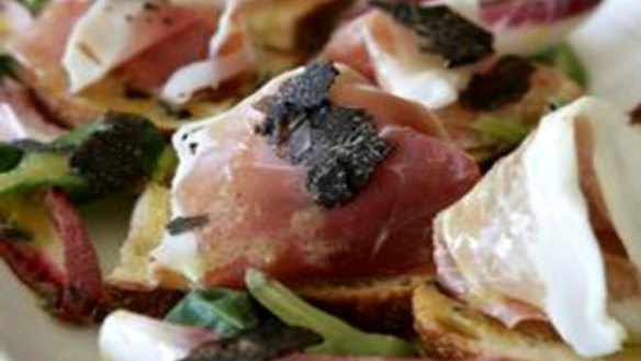 Prosciutto with black truffles and truffle mustard dressing