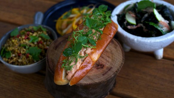 Lush: Lobster roll and a selection of salads.