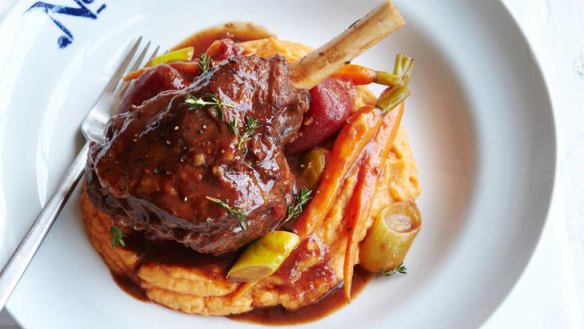 Lamb shanks with sweet potato cinnamon mash.