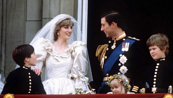 Charles and Princess Diana stand on the balcony of Buckingham Palace in London, following their wedding in 1981.