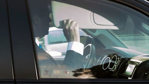 Former Trump Campaign Chairman Paul Manafort leaves his home on Monday.