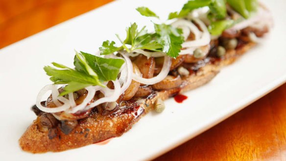 Marrow and mushrooms on toast.