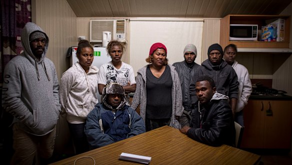 Ms Roqara, centre, at a meeting with other workers from Vanuatu, who have come to Australia under the government-run Seasonal Worker Programme.