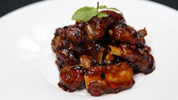 Sweet and sour pork spare ribs.
