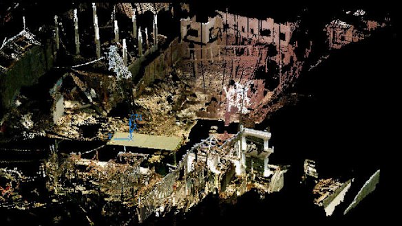 Looking down on the devastated Sari club, Bali.