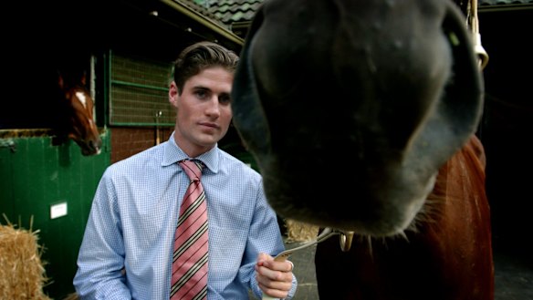 A young Edward Hartman, when he was an amateur jockey, with Excellerator.