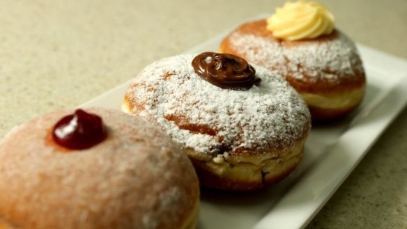 The jam, the Nutella and the custard doughnuts at Jimmy's Place, Fawkner.