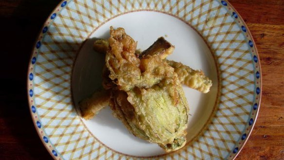 Susan Hutchinson's zucchini flowers stuffed with ricotta, one of a range of her favourite meals.