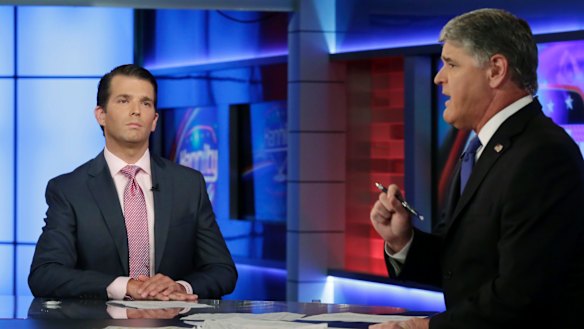 Donald Trump Jr., left, appeared on Sean Hannity's Fox News program on Tuesday.