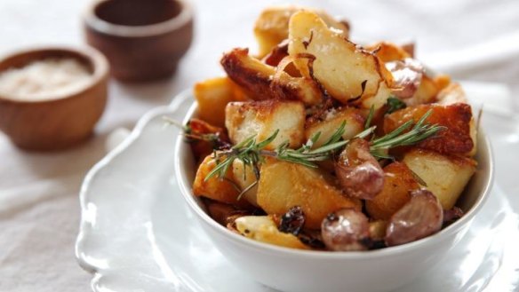 Crisp spuds: potatoes roasted in duck fat.