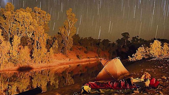 Hard yards ... a swag under the stars on the Katherine River.