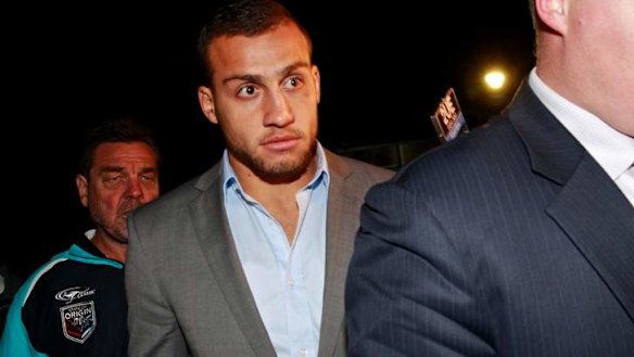 In limbo: Blake Ferguson leaves the police station.