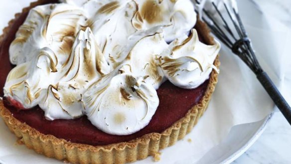 Classic reinvented: Raspberry and lemon fillings lie beneath Bondi breakers of scorched meringue.