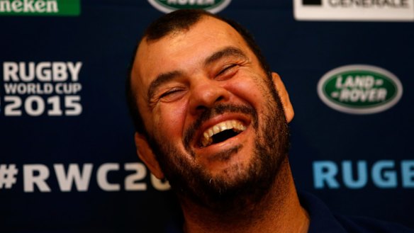 Wallabies coach Michael Cheika looked relaxed at the press call.