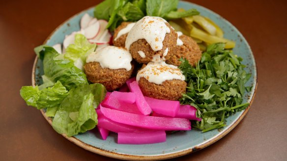 The falafel hot plate at Tahini.