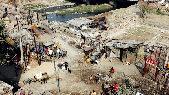 Part of the slum in Delhi where Mark Delaney and his family lived.