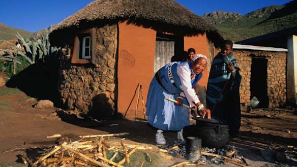 Hut's all, folks ... the village and surrounding hills of Malealea.