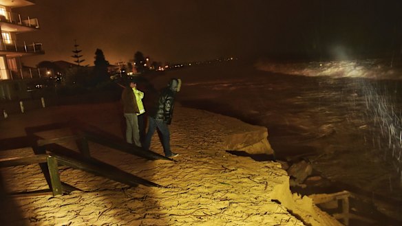 Massive powerful surf and gales are washing away parts if Narrabeen beach near Wetherill St.