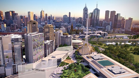Artist rendition's of the proposed NGV Contemporary and 'transformation' of the Southbank arts precinct.