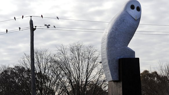 The iconic owl sculpture on the corner of Belconnen Way and Benjamin Way.
