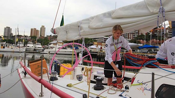 In training: Jessica Watson prepares for a trial run to Hobart aboard her 12-metre yacht Another Challenge.